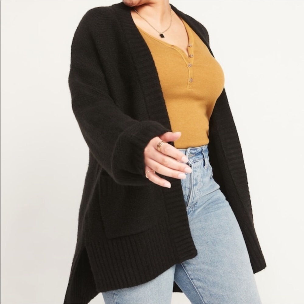NWT Old Navy Thick Garter-Stitch Cardigan Sweater Black XL